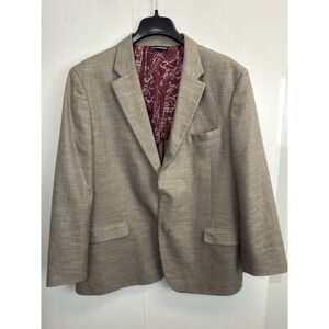 Nautica Blazer Mens 46R Brown Linen Blend Sport Coat Patch‎ Pocket Modern Fit
